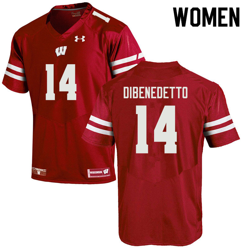 Wisconsin Badgers Women's #14 Jordan DiBenedetto NCAA Under Armour Authentic Red College Stitched Football Jersey PS40O02JO